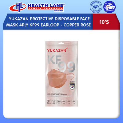 YUKAZAN PROTECTIVE DISPOSABLE FACE MASK 4PLY KF99 EARLOOP (10'S) - COPPER ROSE